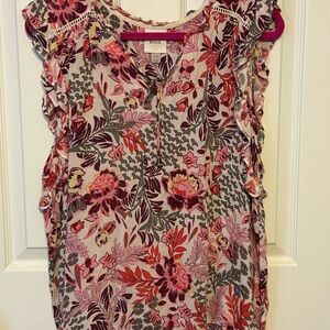 Knox Rose Pink and Red Floral Blouse